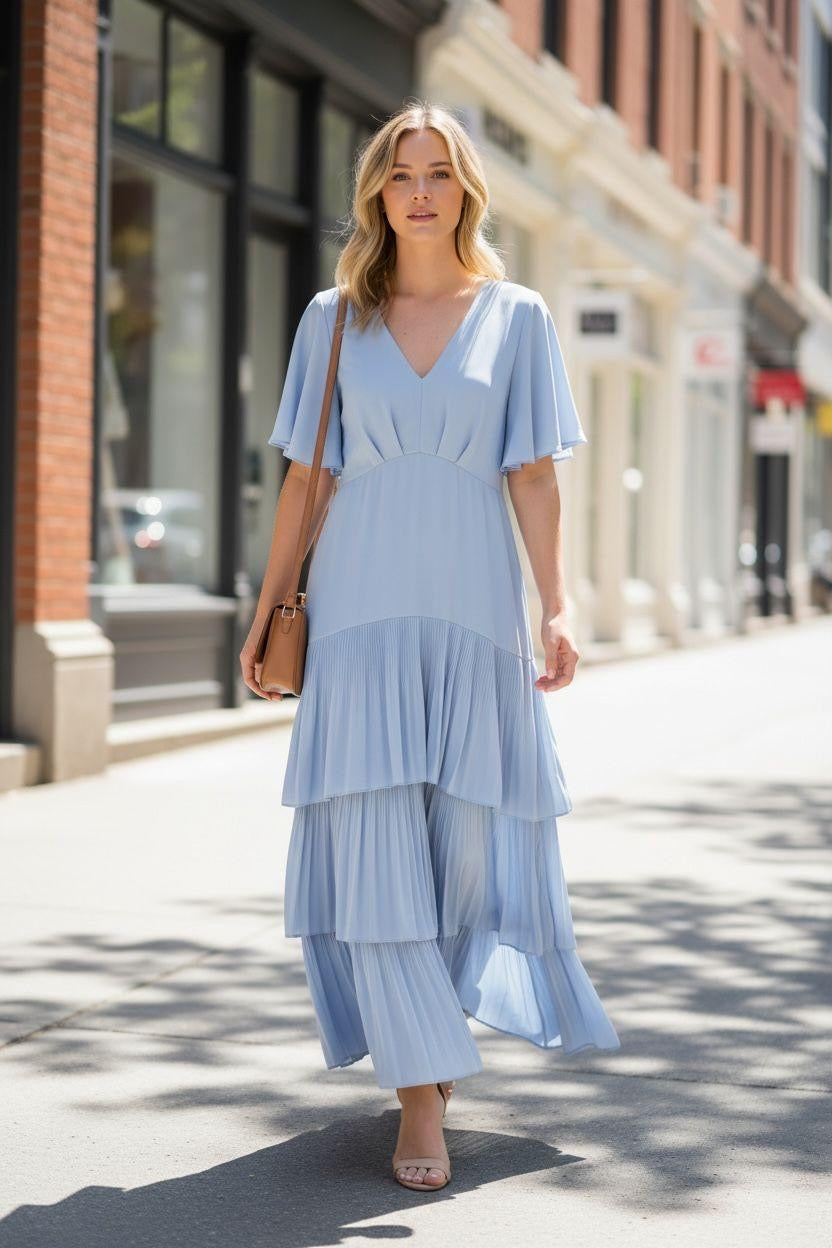 Tiered Dress - Baby Blue