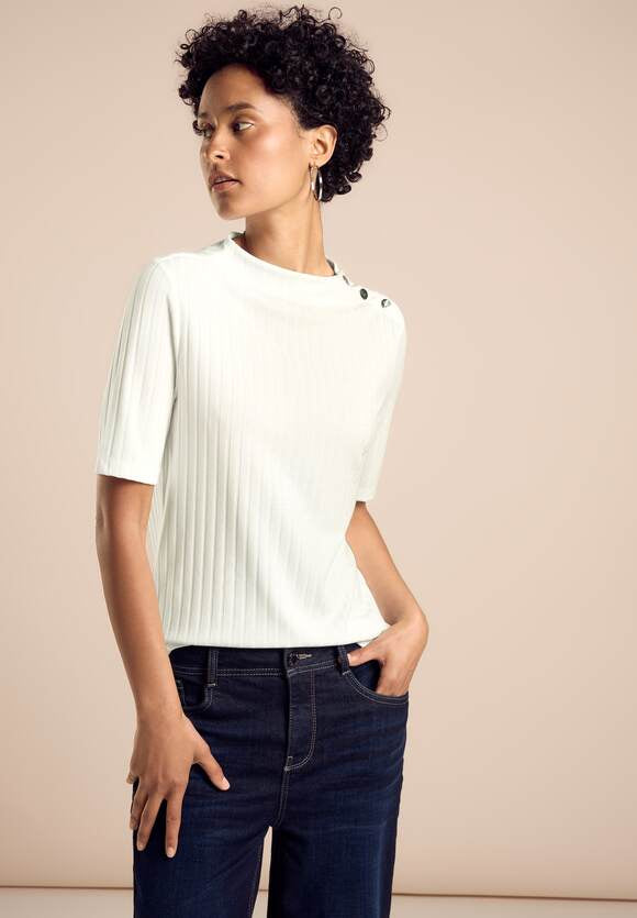 STREET ONE Turtle Neck |Top with Buttons - Off White