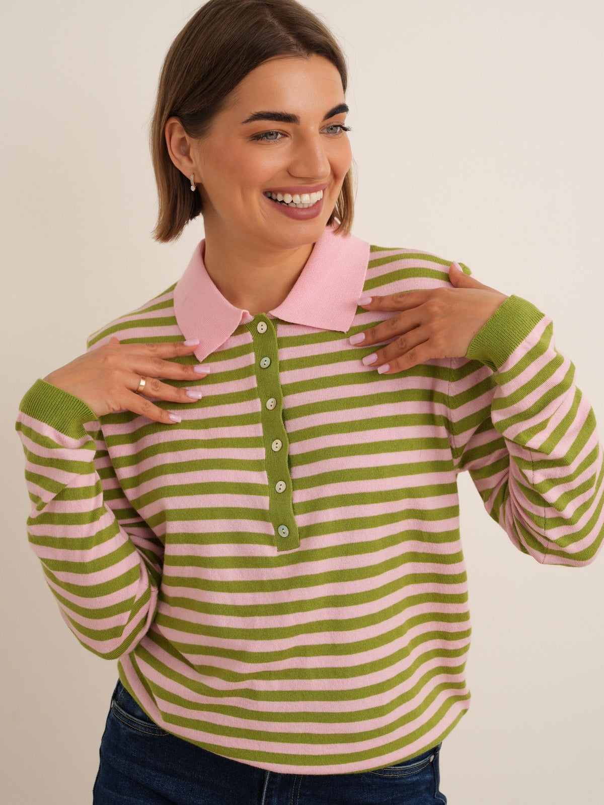 Polo Knit - Pink/olive