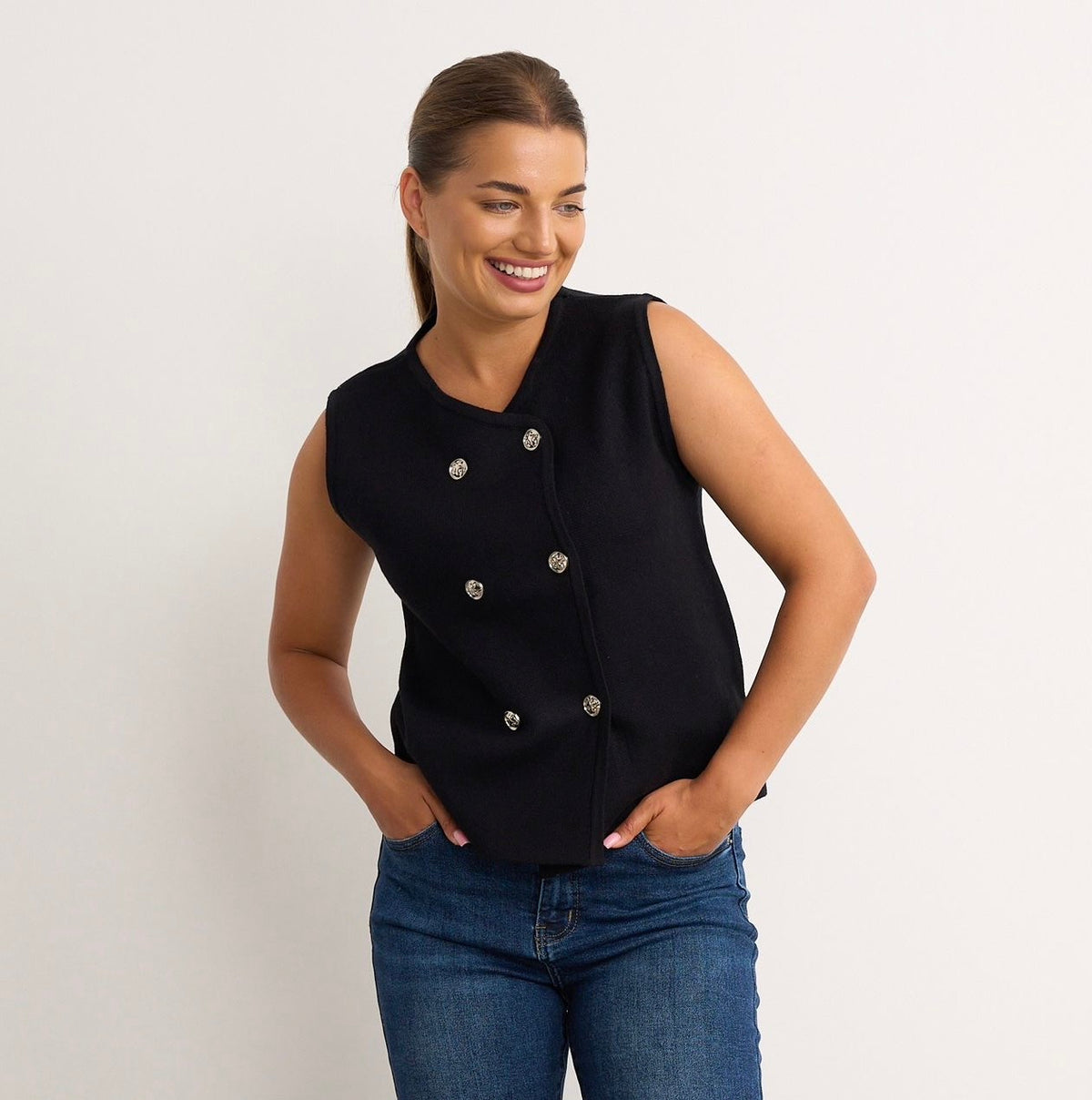 Double-breast Waistcoat - Black
