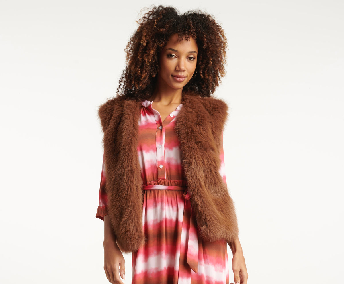 SL Fur Gilet - Cognac