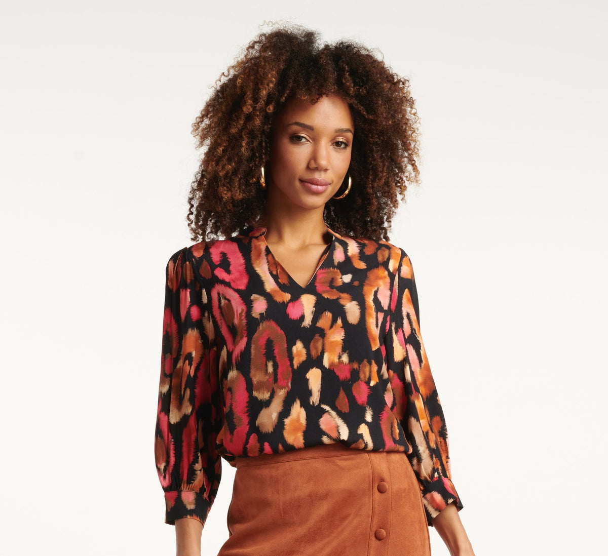 SL Print Blouse - Cognac