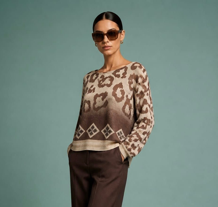Print Fine Knit - Choc