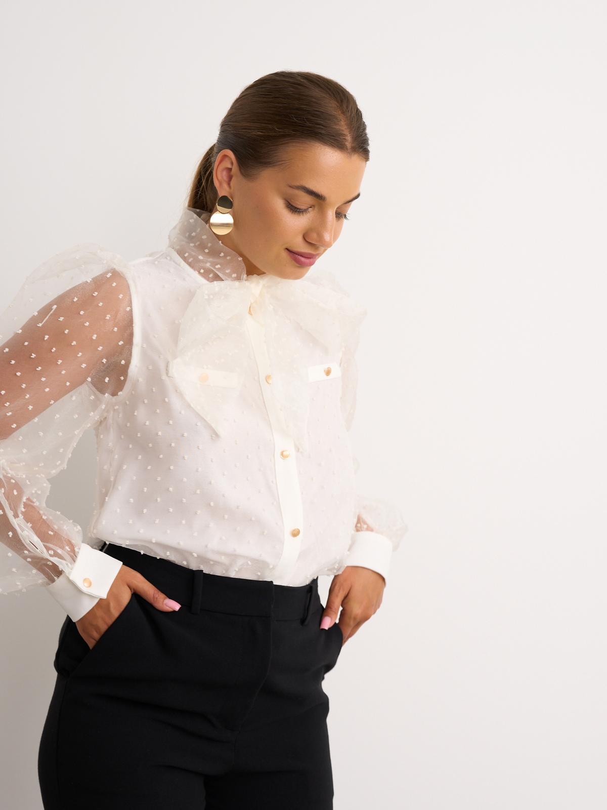 Spot Tulle Blouse - Cream