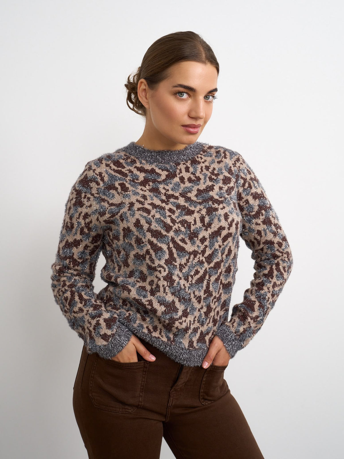 Sparkle Leopard Knit - Brown