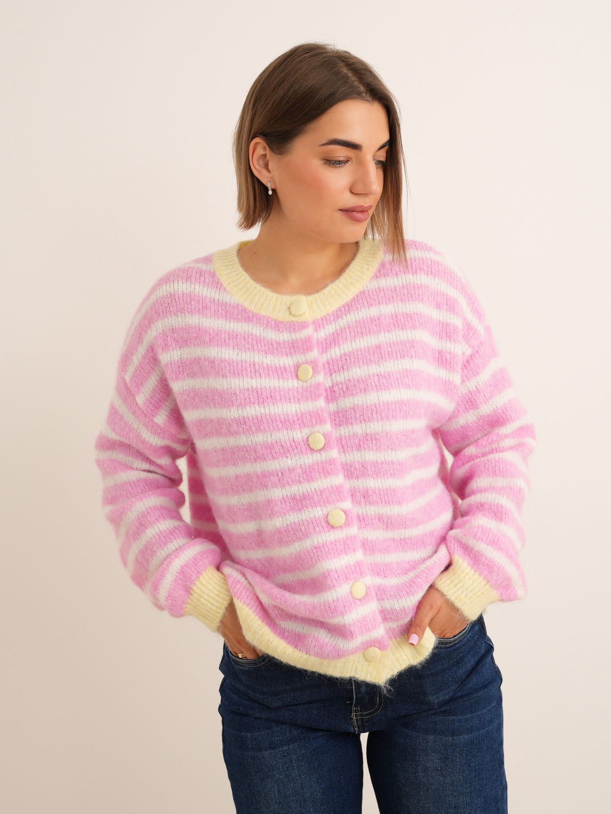 Stripe Cardigan - Pink
