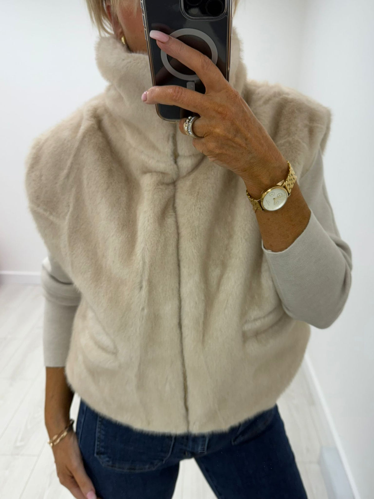 Fun Fur Gilet - Cream