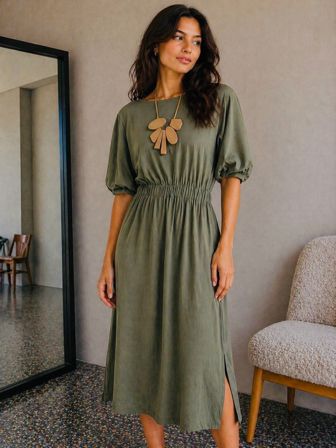 Kellie Dress - Khaki