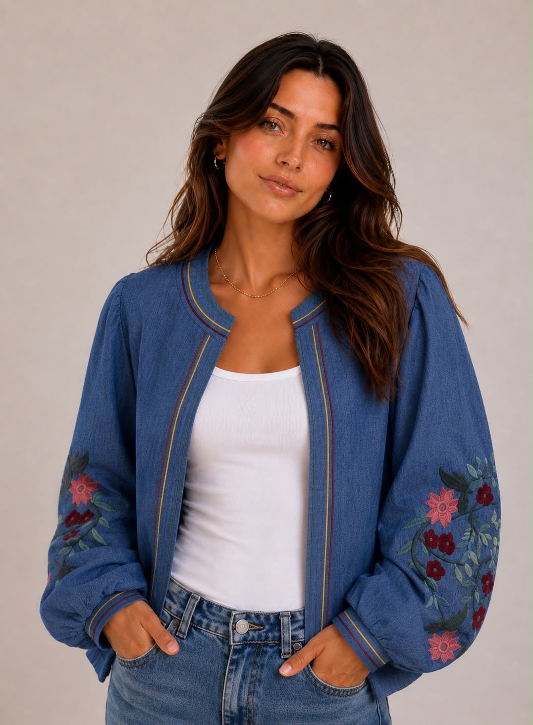 Embroidered Jacket - Denim