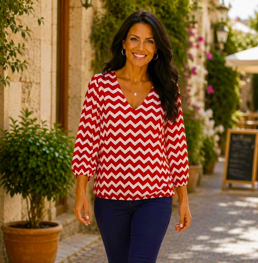 V-neck Top - Red