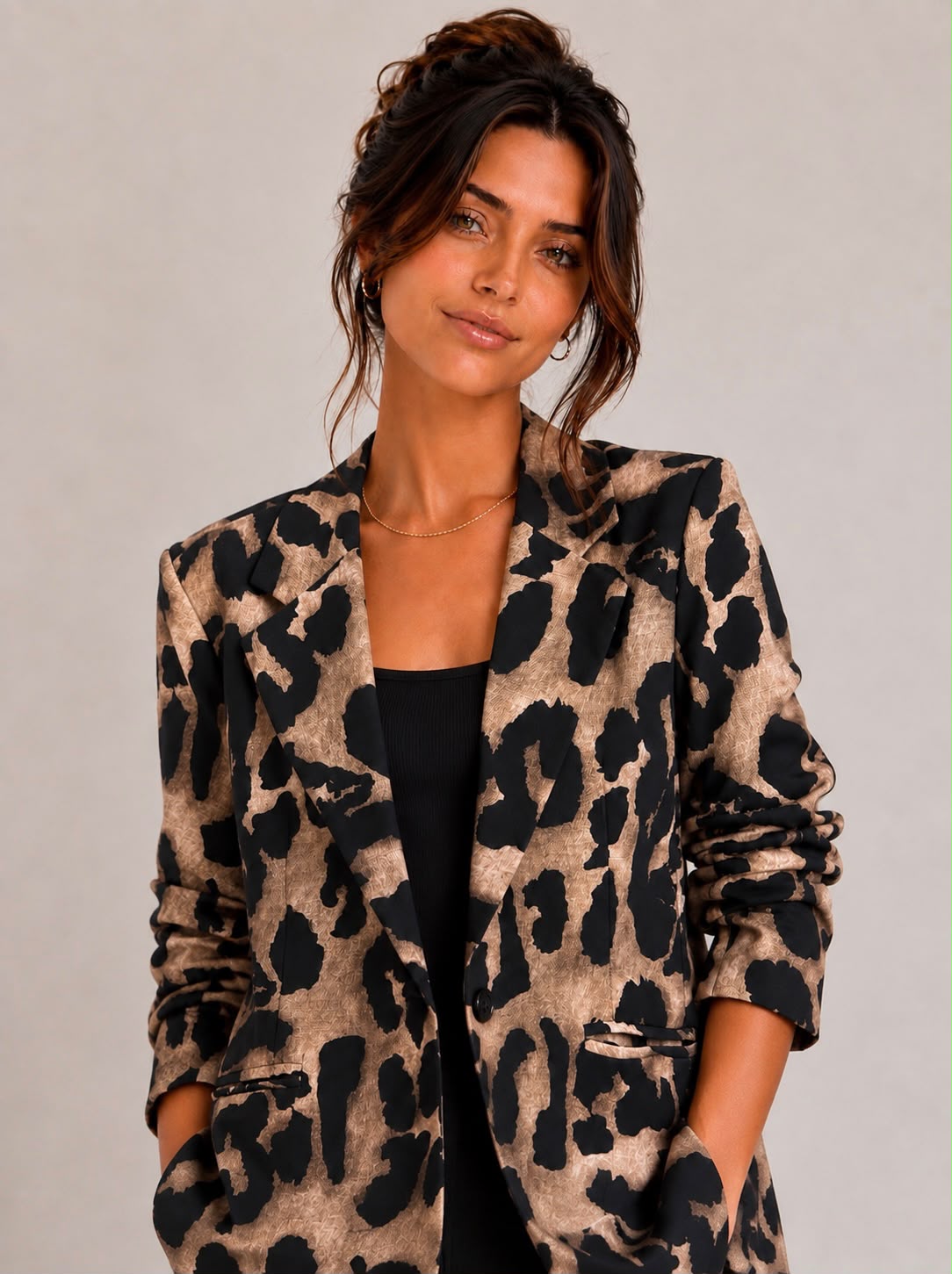 Leopard Blazer - Brown