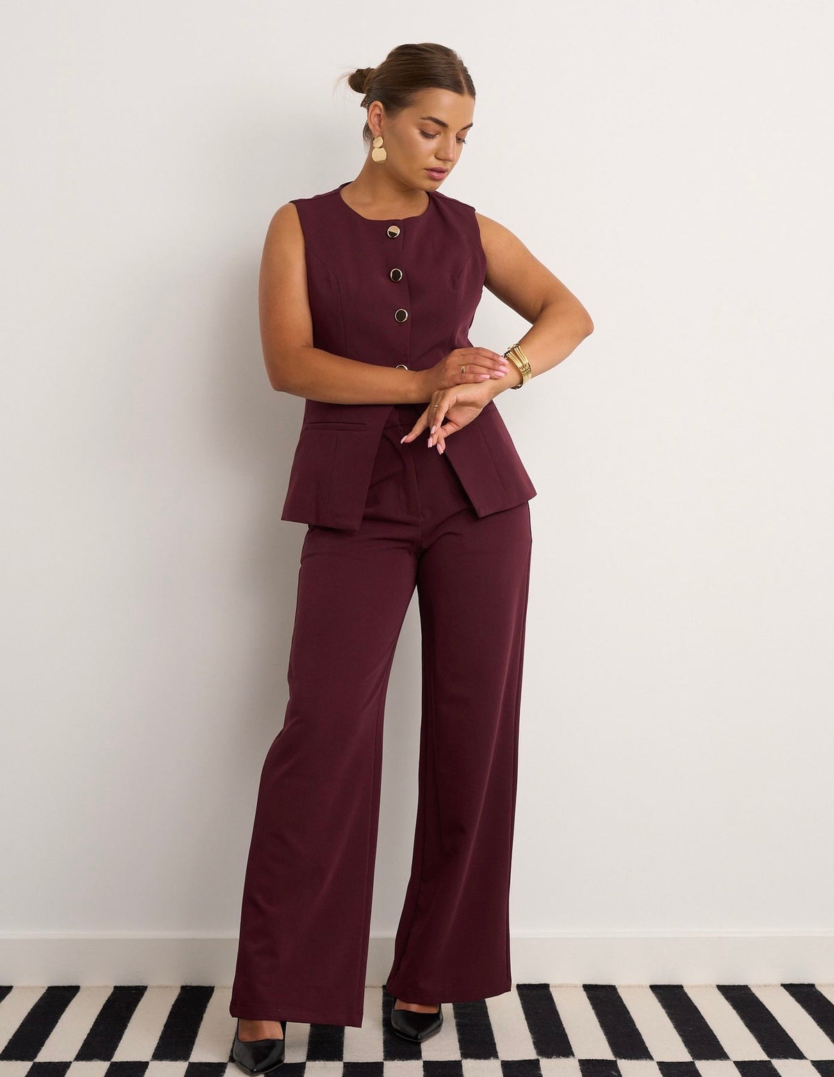 Waistcoat/Trs Set - Wine