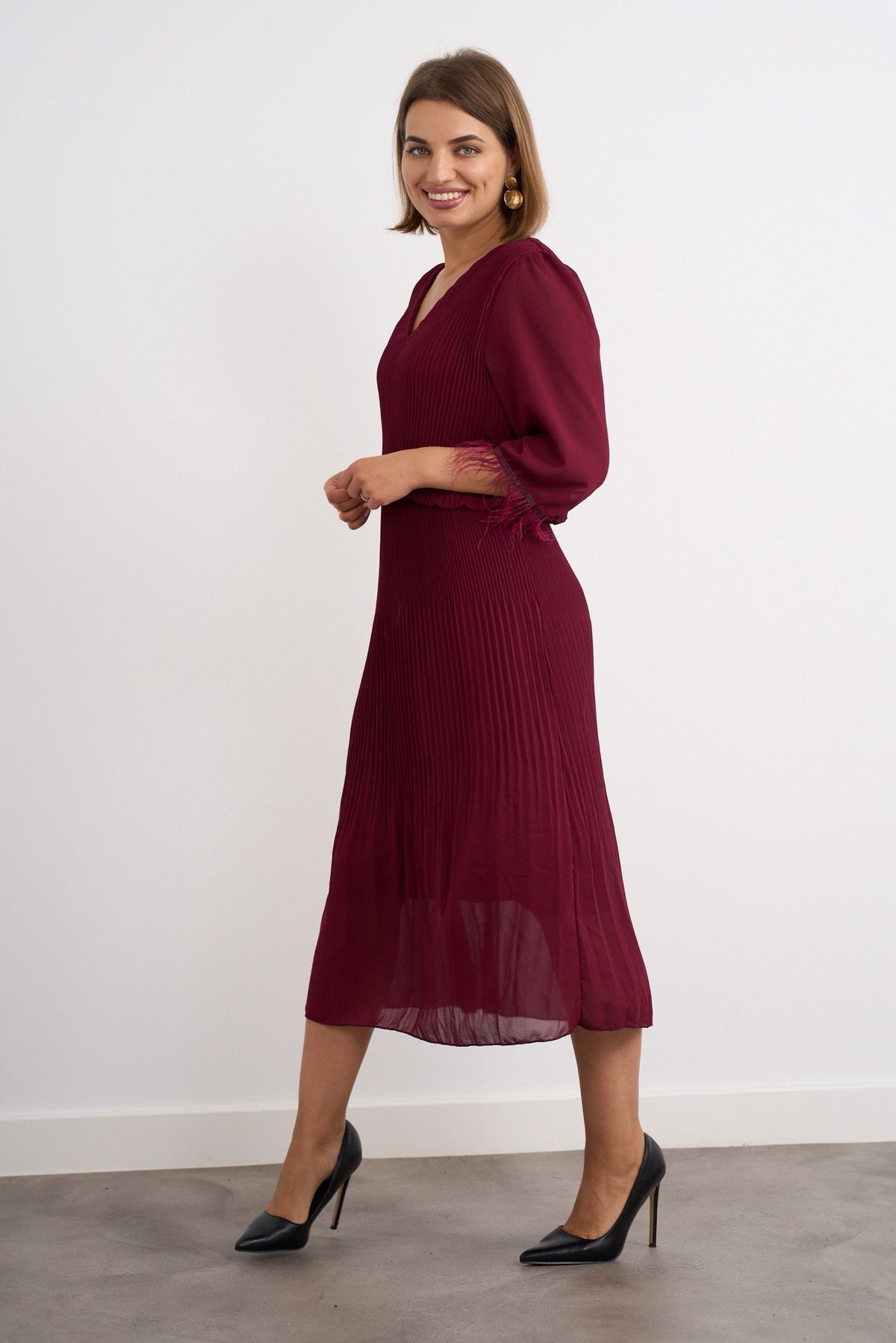 Emma Fringe Dress - Burgundy