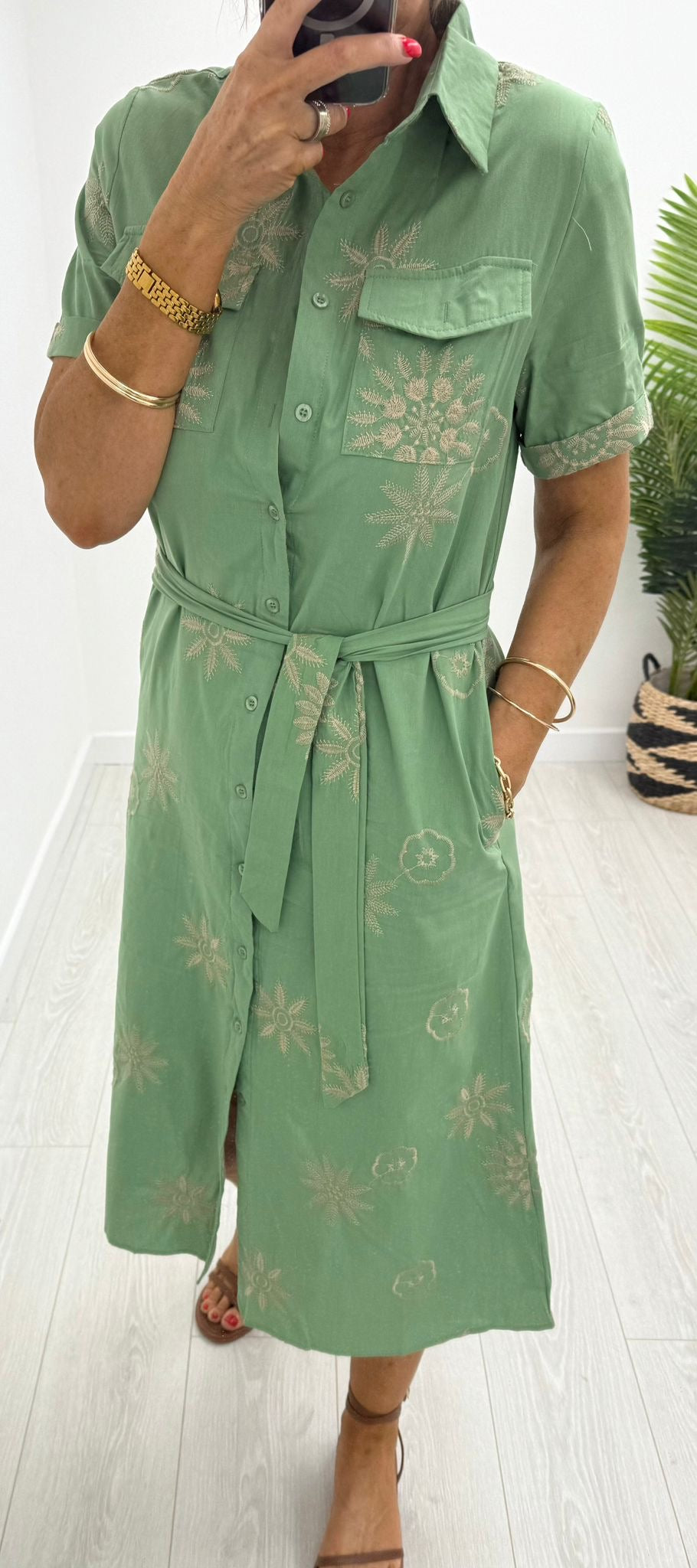 Green/Beige Dress