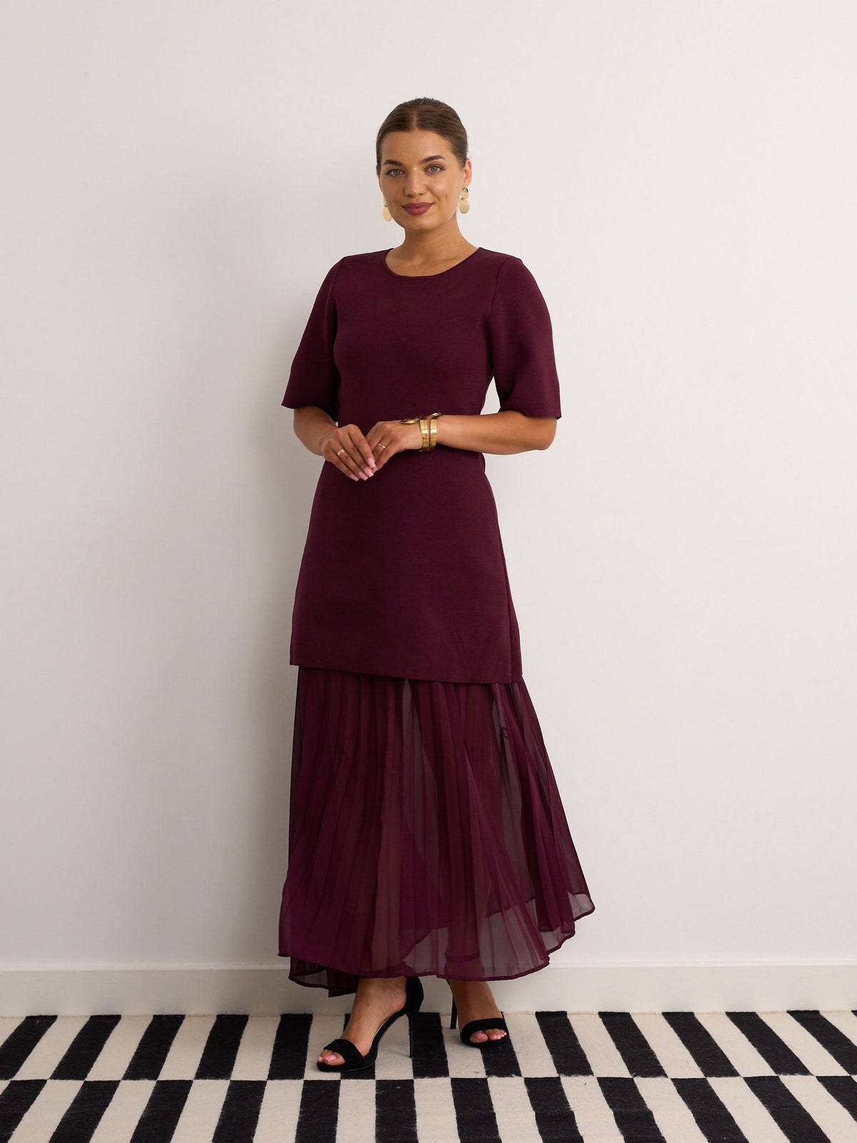 Dress/Chiffon Skirt - Burgundy