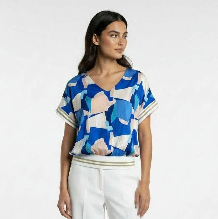Maine V- Neck Top - Blue