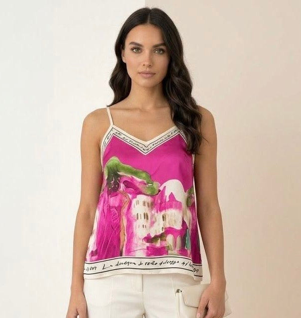 Art Strap Top - Cerise