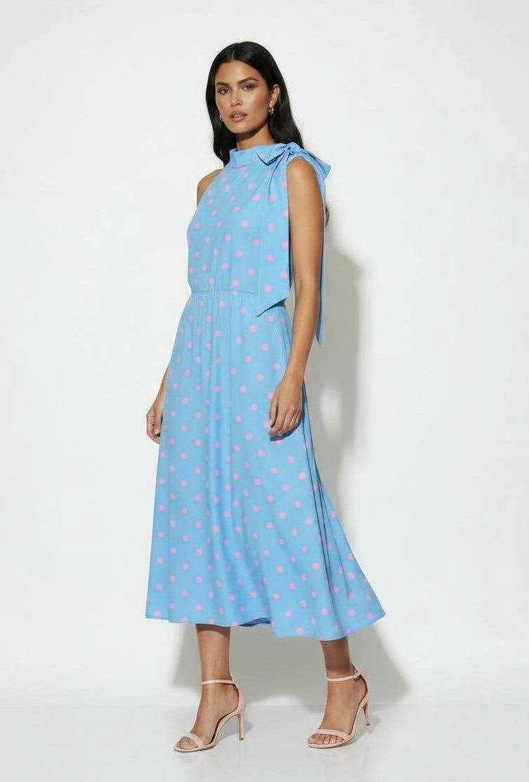 Bow Spot Dress - Blue