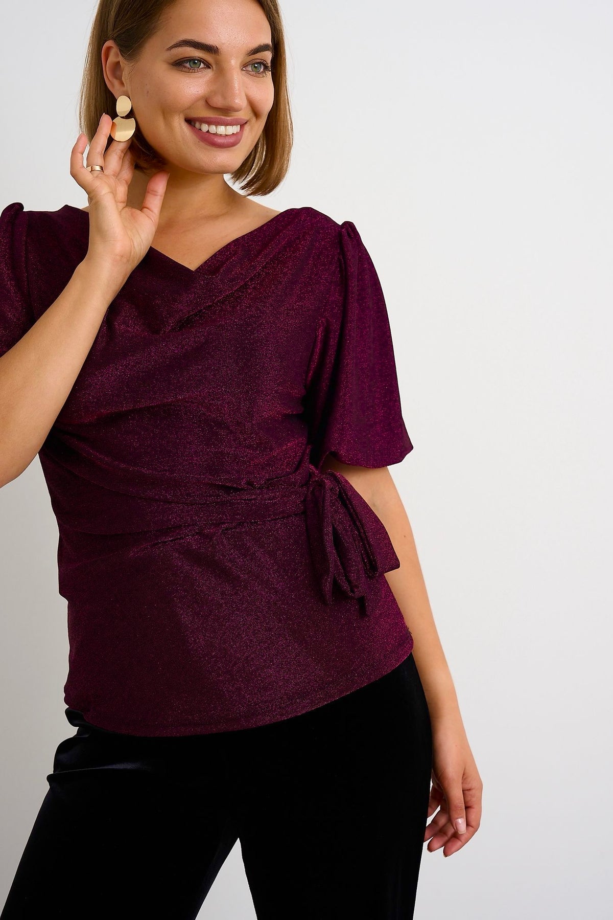 Shimmer Side Tie Top - Majenta