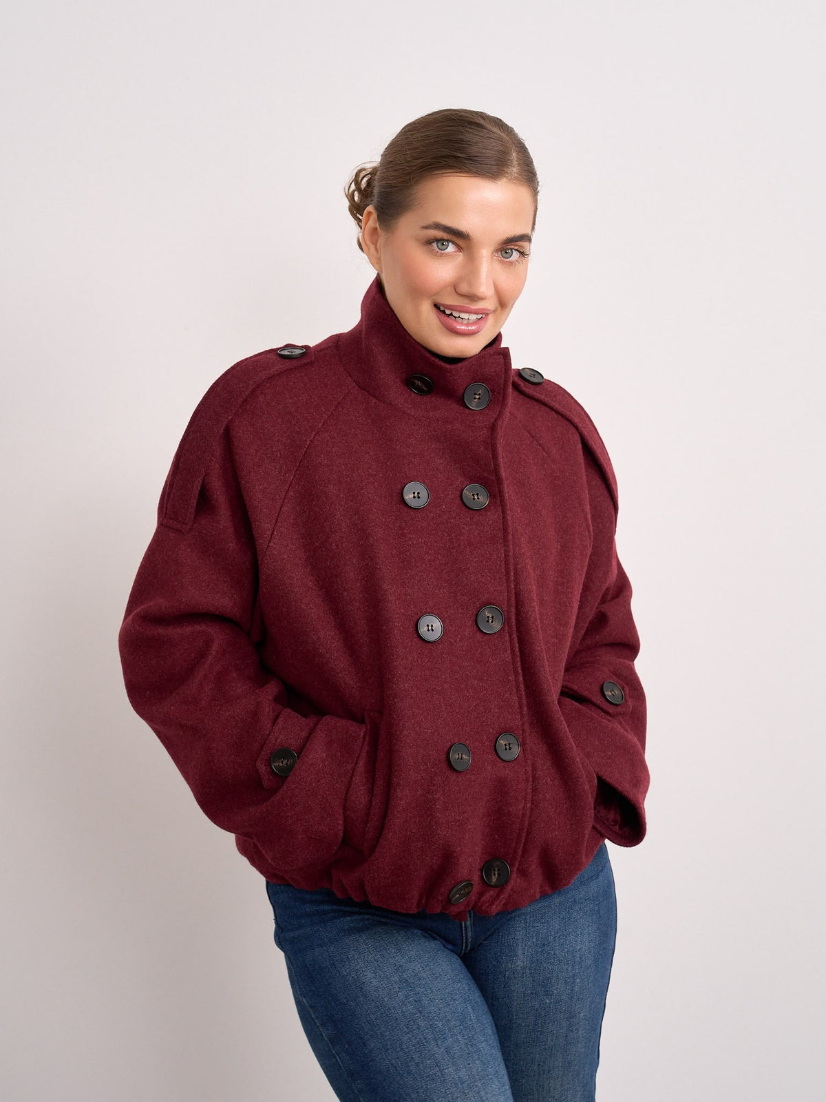 Button Jacket - Berry