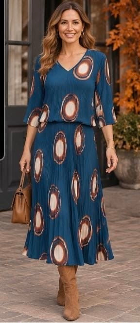 Emma Dress - Teal Circle