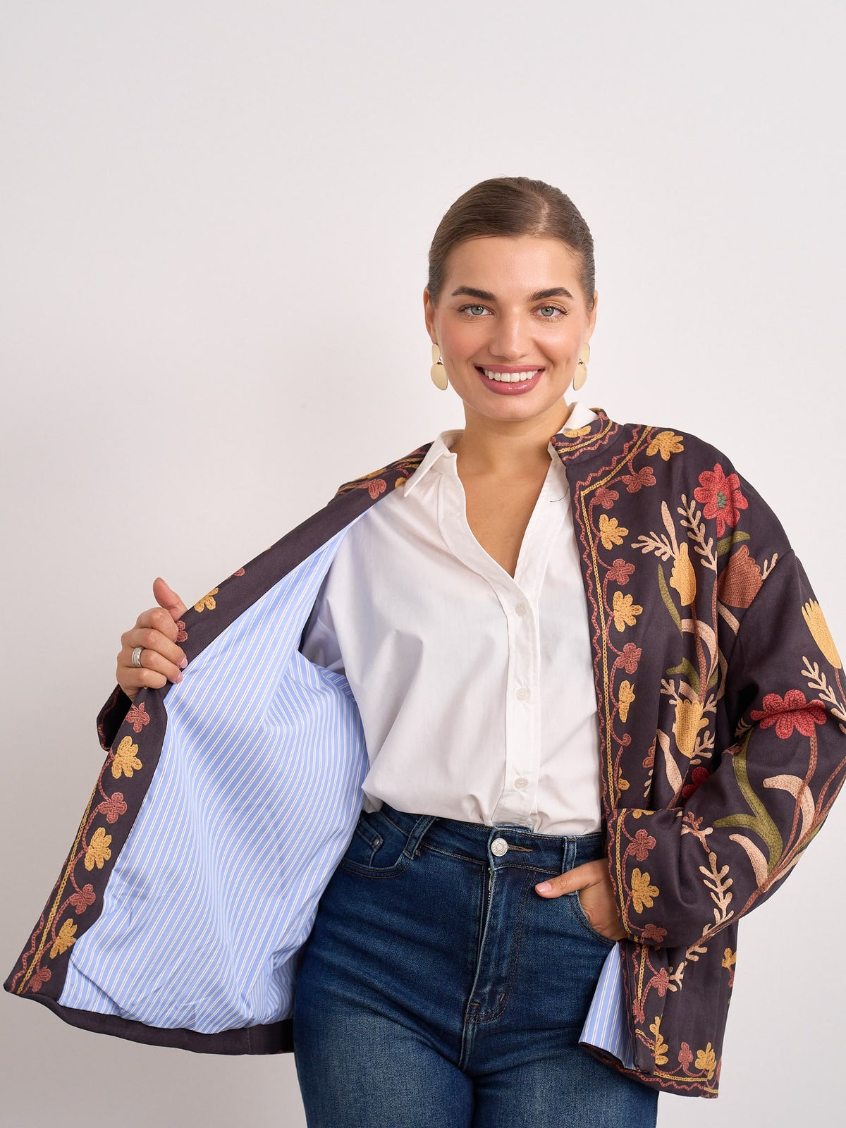 Print Jacket  - Brown