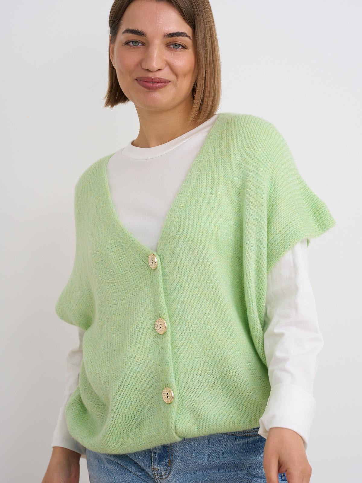 Waistcoat Knit - Apple Green