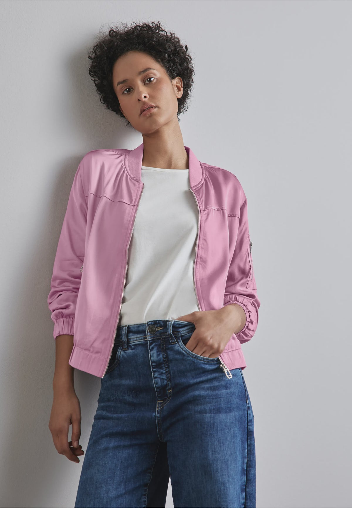 STREET ONE Satin Blouson Jacket - Sunrise Pink