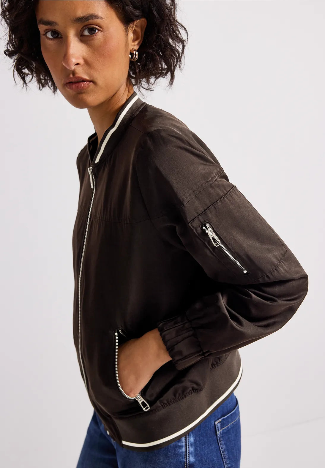 Satin Bomber Jacket - Deep roast brown              212760