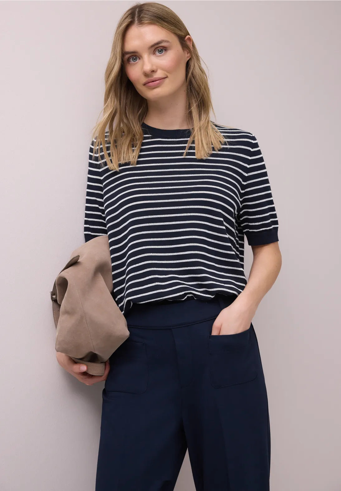 Short sleeve Stripe Top -   shadowed navy                  303819