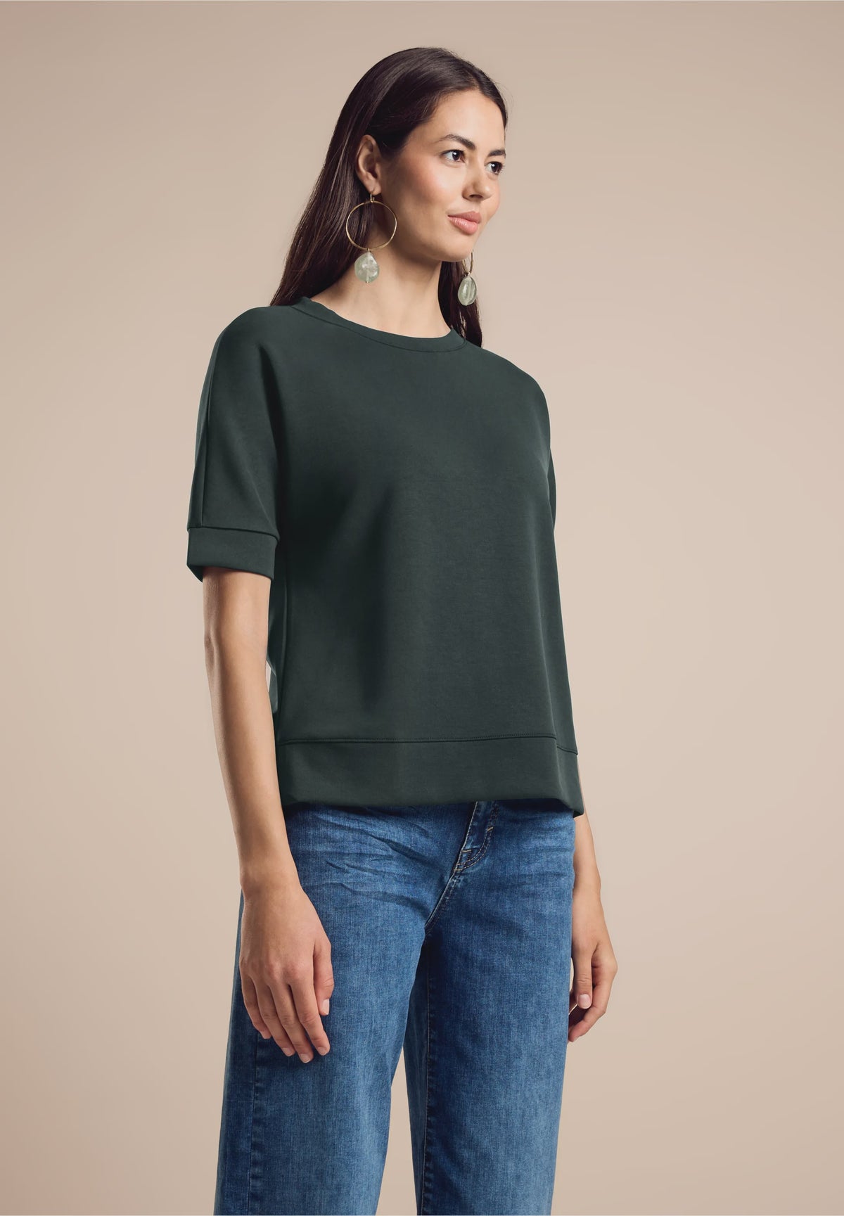 STREET ONE Silk Look Top - Hunter Green