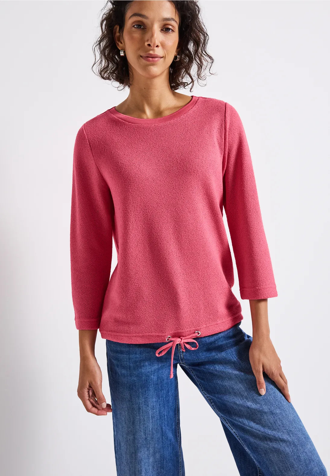 Knit Look Top w.rib collar -  almond coral                  323898