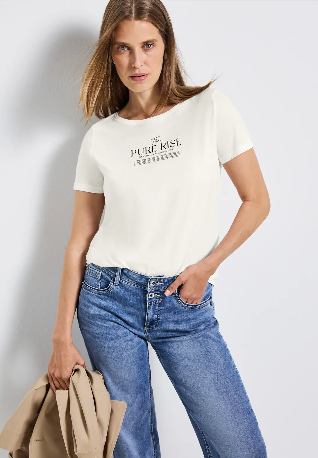 Pure wording print T-shirt     off white                     323905