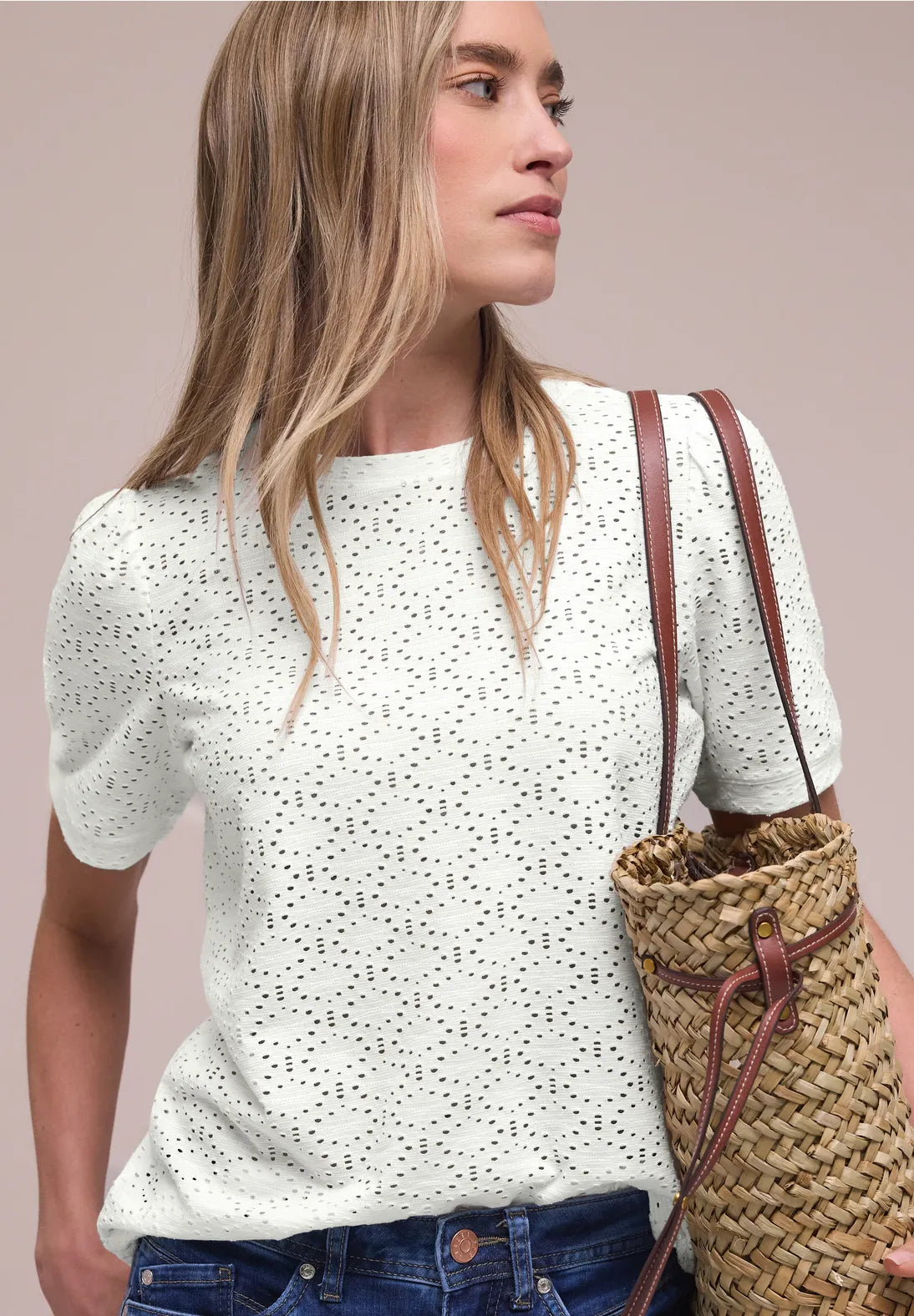 Puff Sleeve Lace Top - off white                      325071