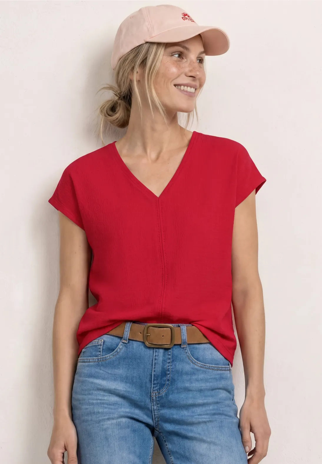 V-neck Top  -  salsa red                      325247