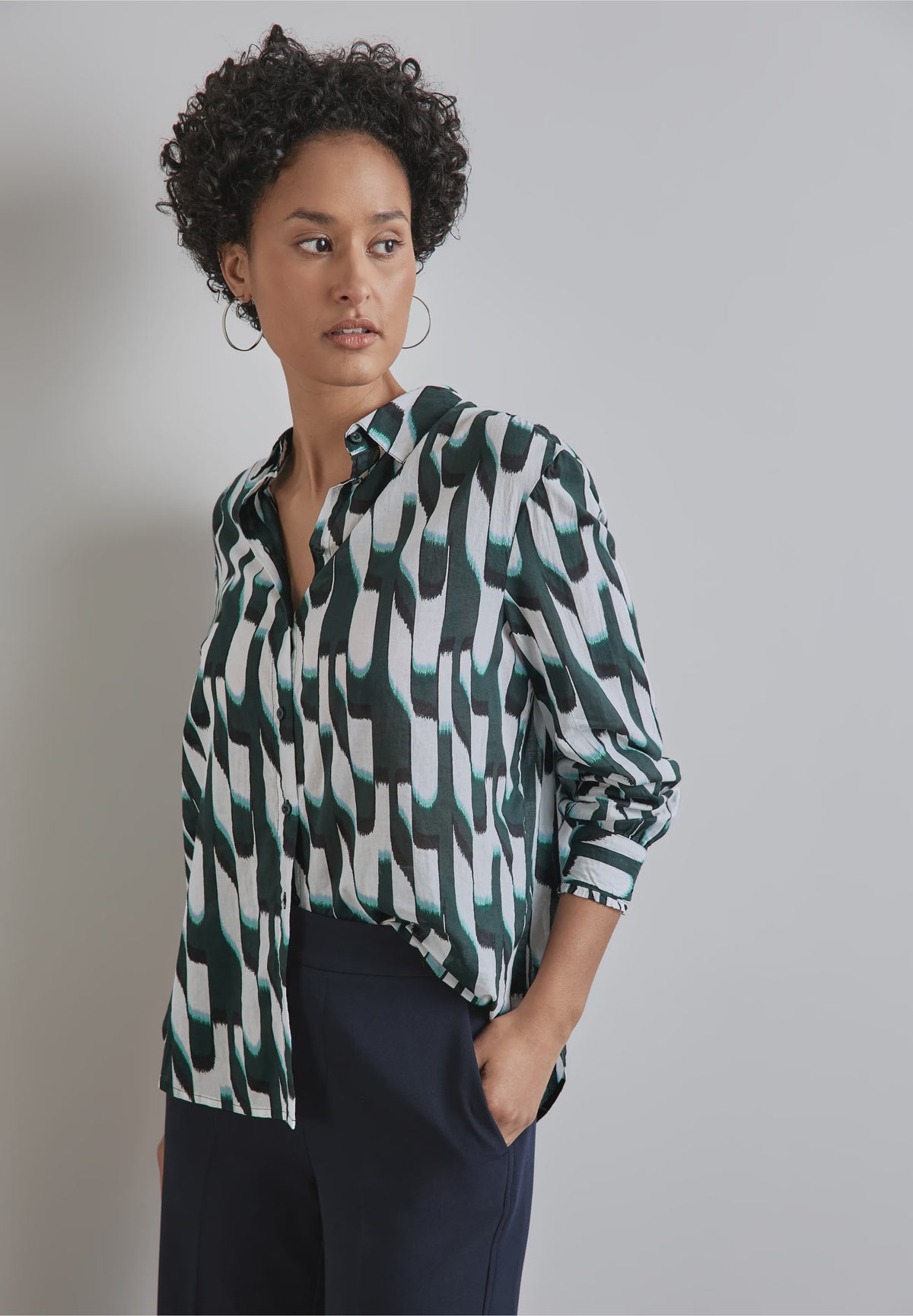 STREET ONE Printed Cotton Voile Shirt