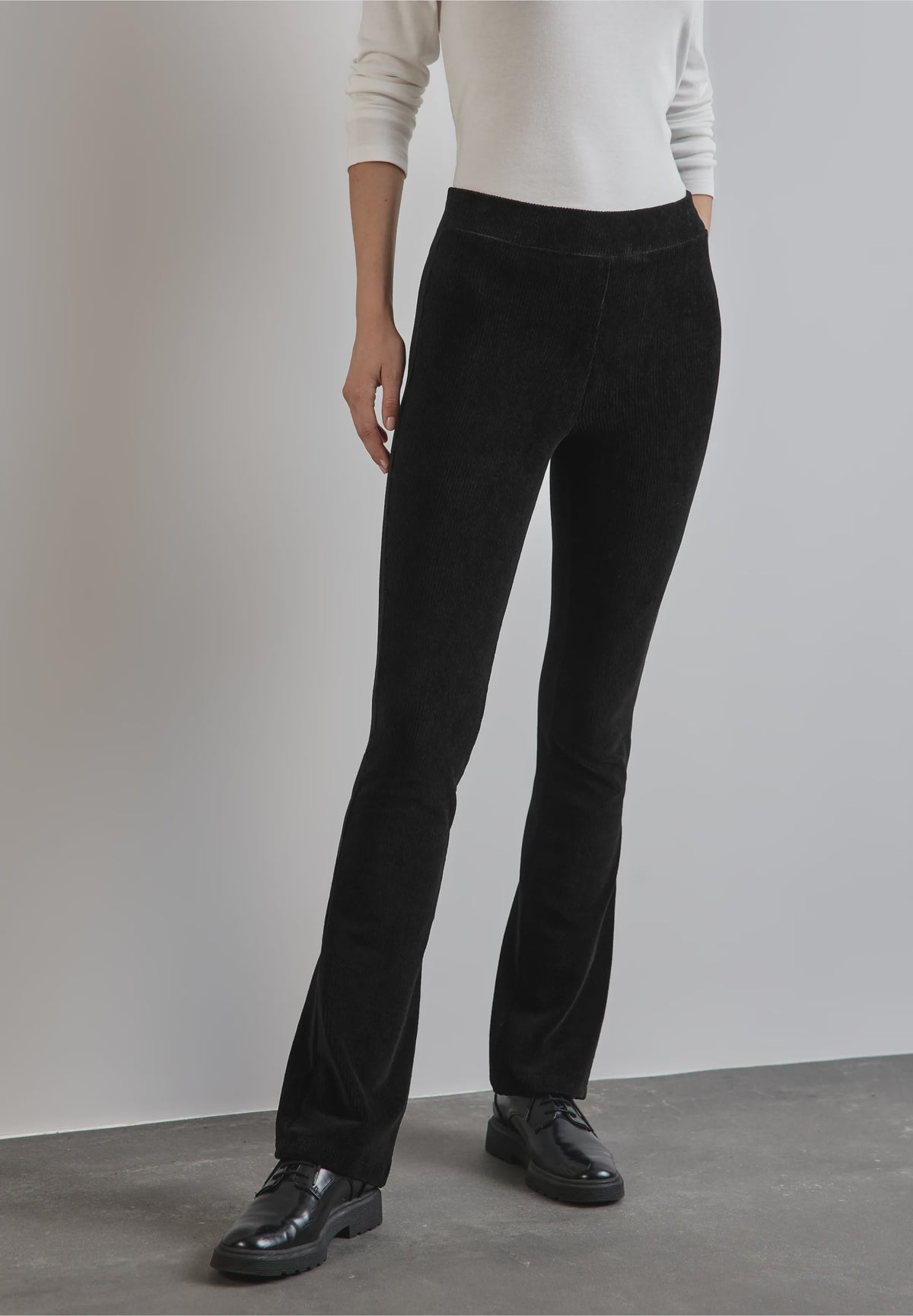 STREET ONE  Corduroy Flared Leggings - Black