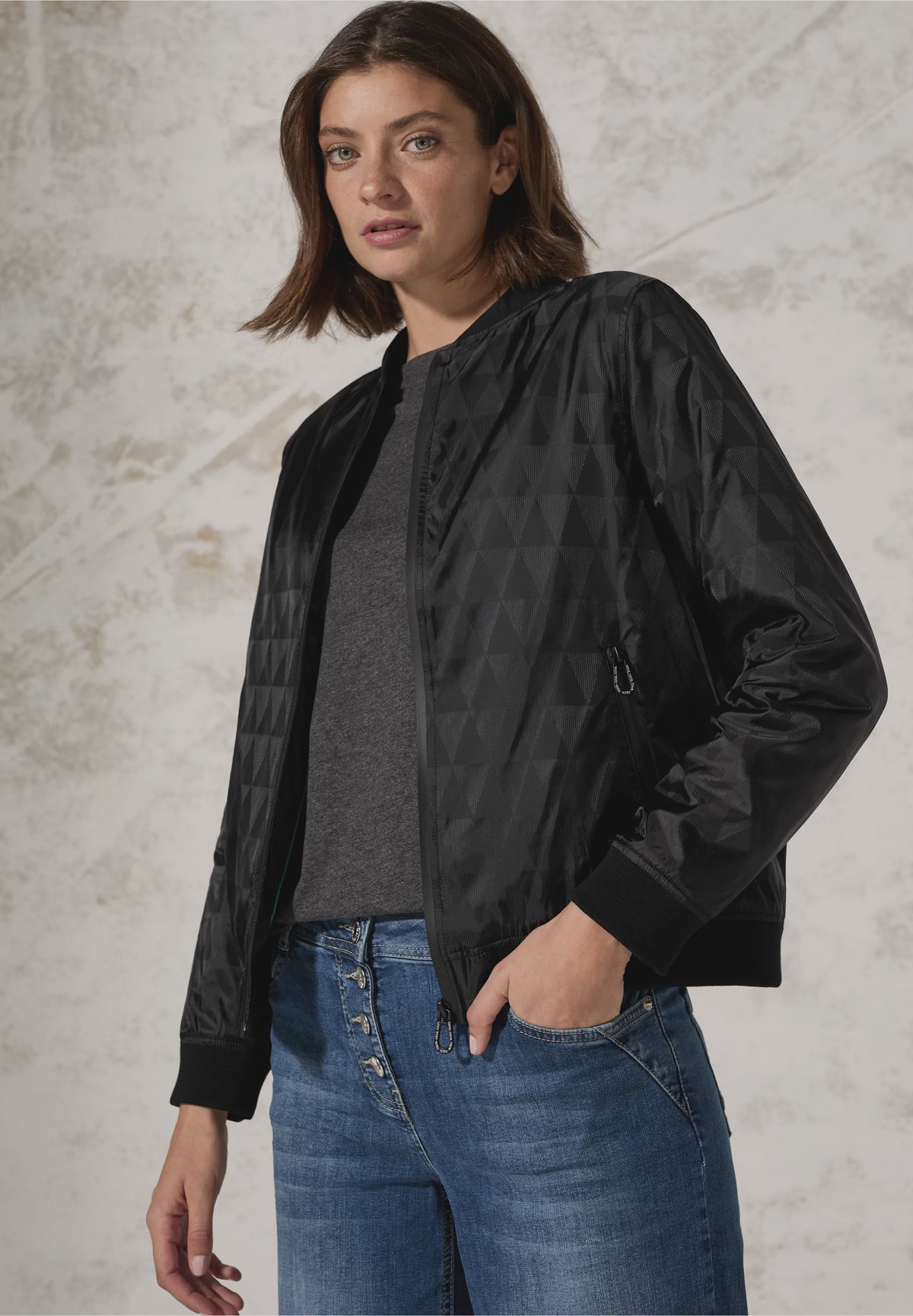 CECIL Jaquard Blouson Jacket - Black