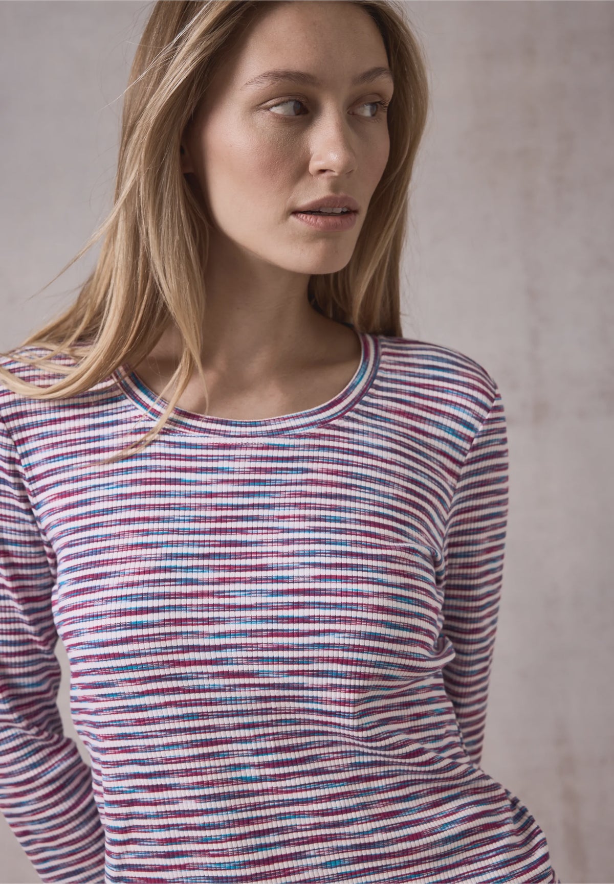 CECIL Multi Melange Stripe Top -Pink