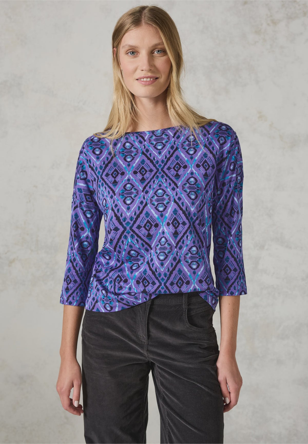 CECIL Print Button Top - Lilac