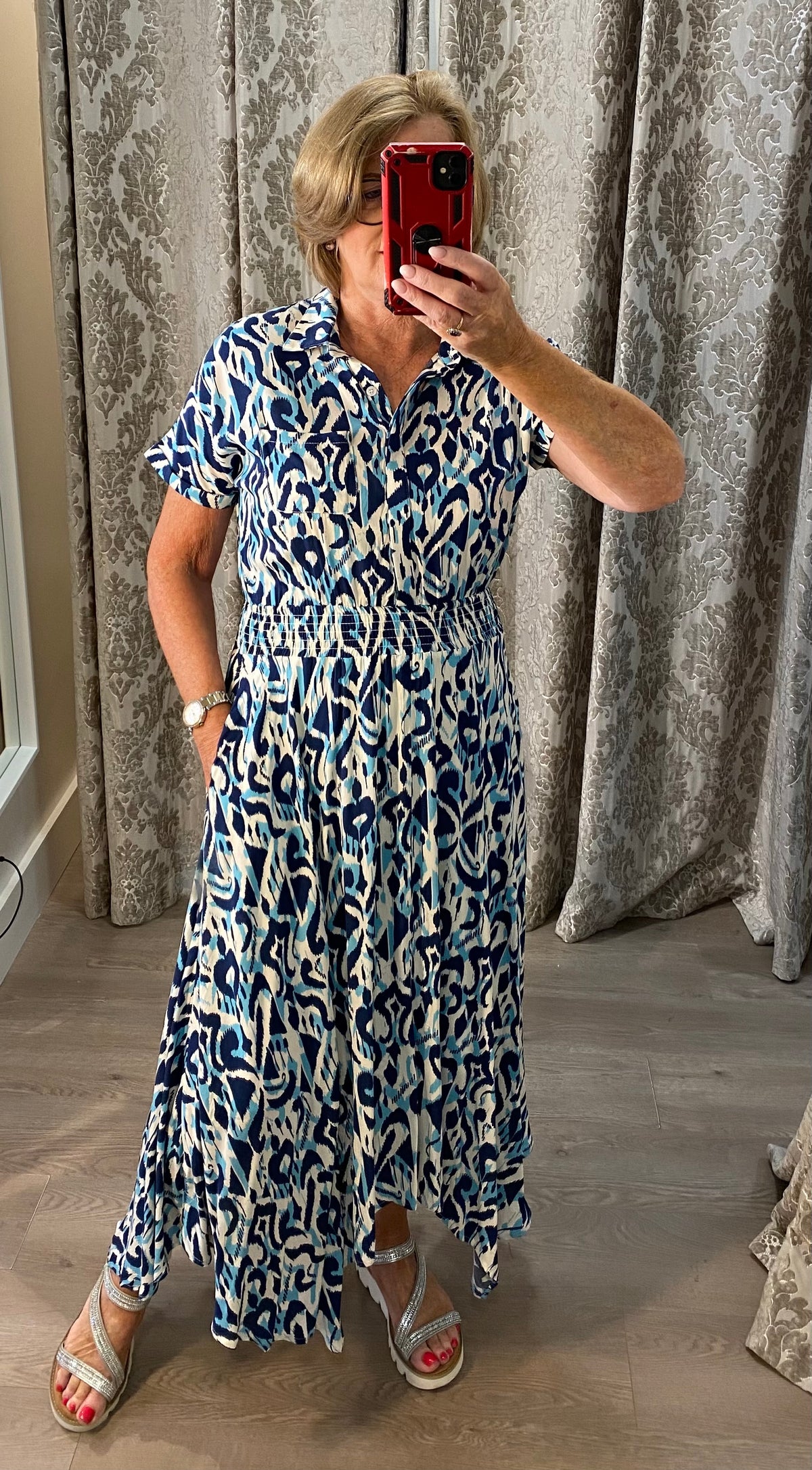 Button/Collar Dress - Blue