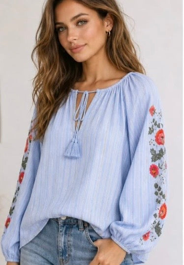 Emma stripe Blouse - Blue