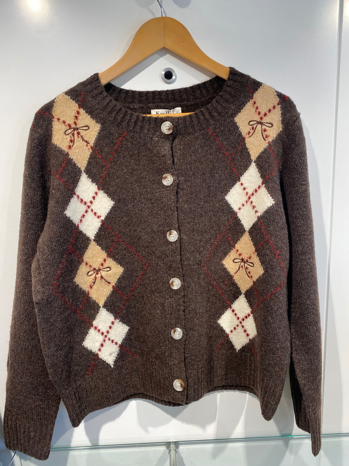 Argyle Cardigan - Brown