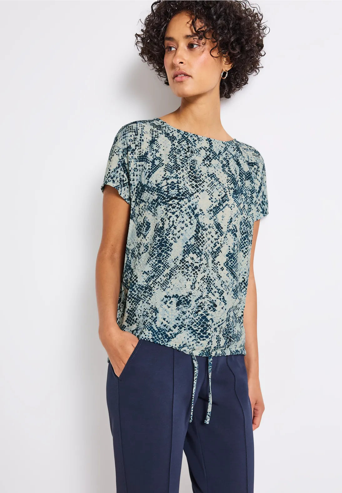 printed mat-mix shirt w.drawst arona blue                     323735