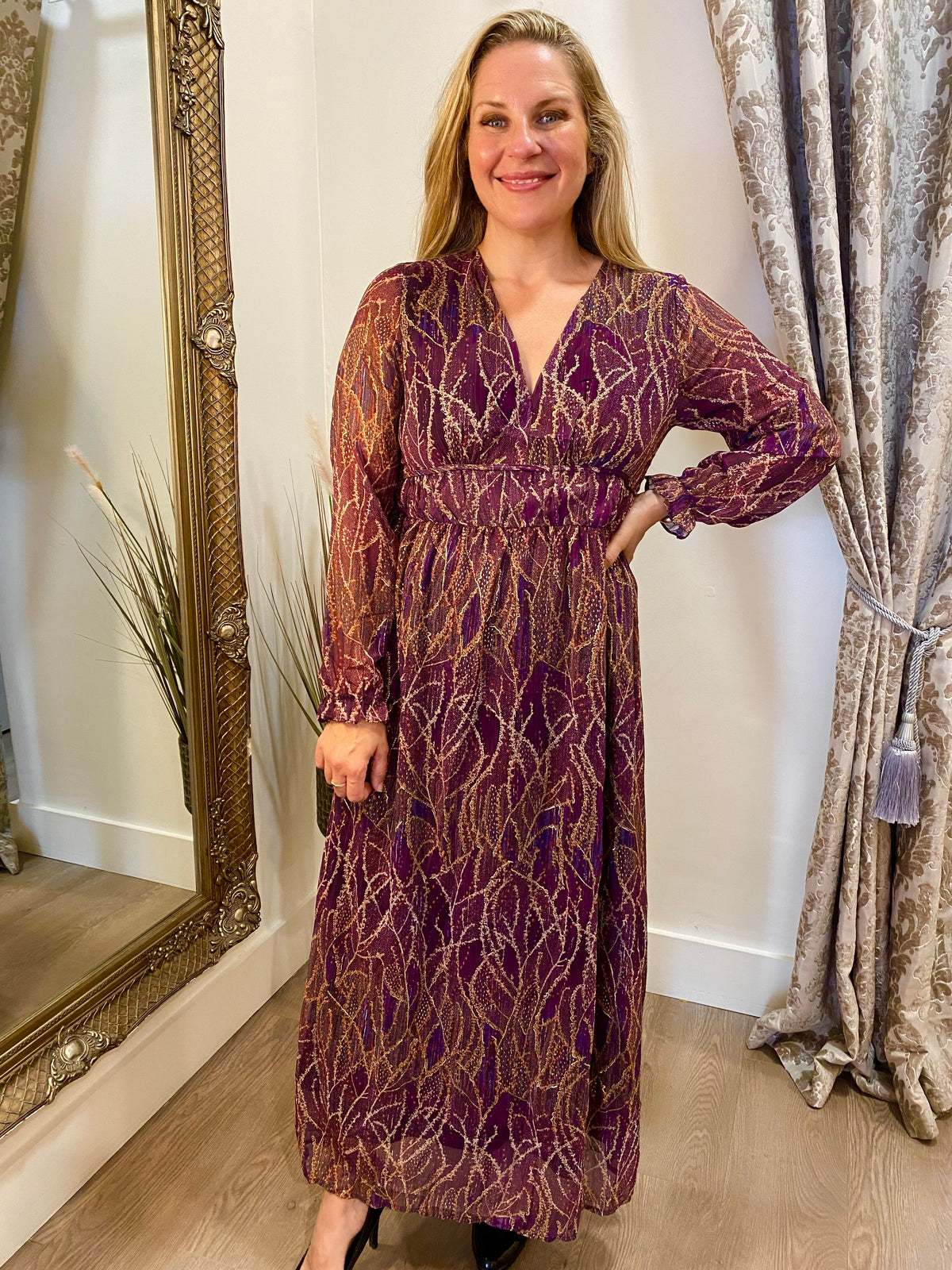 Camilla Dress - Majenta/Gold