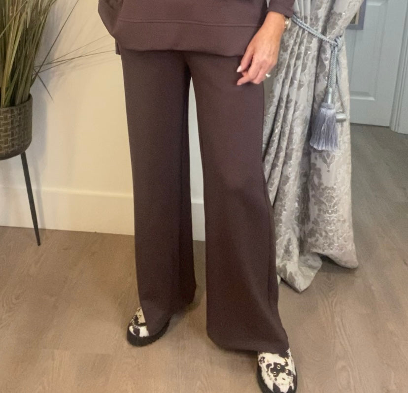 Soft wide leg trouser-Cocoa