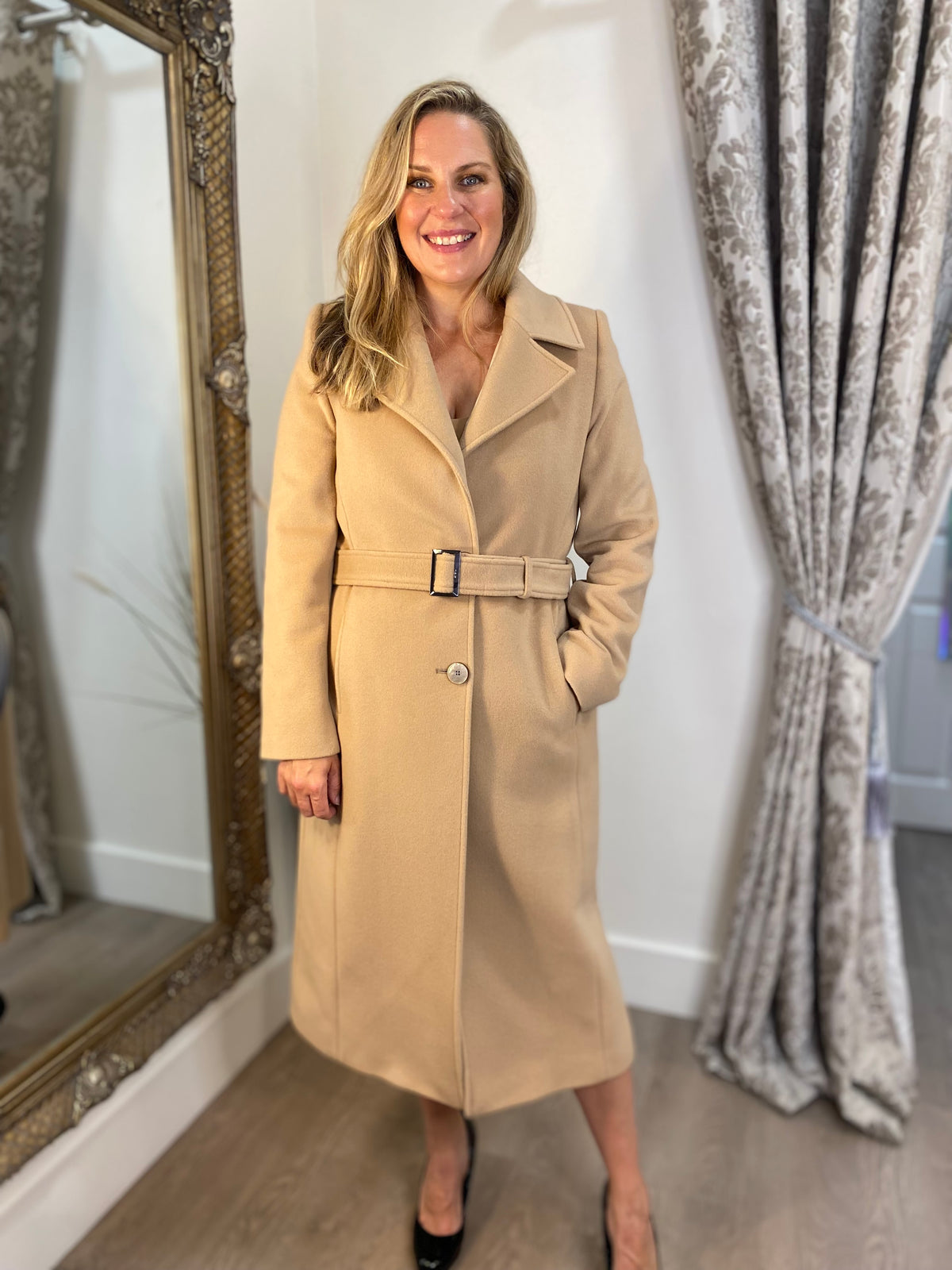 CHRISTINA FELIX Wool/Cashmere Belt Coat - Camel