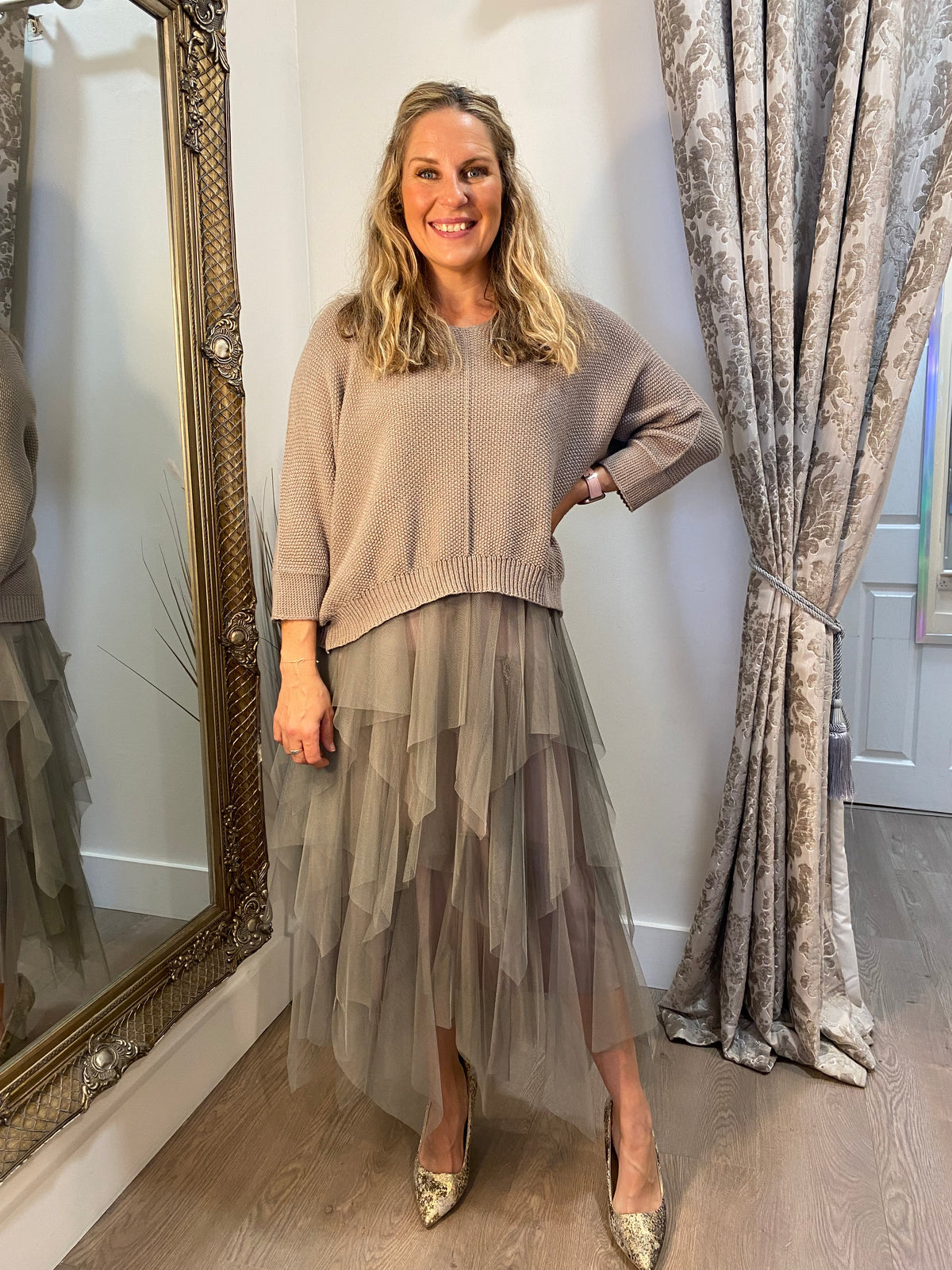 Handkerchief Dress Set - Mink