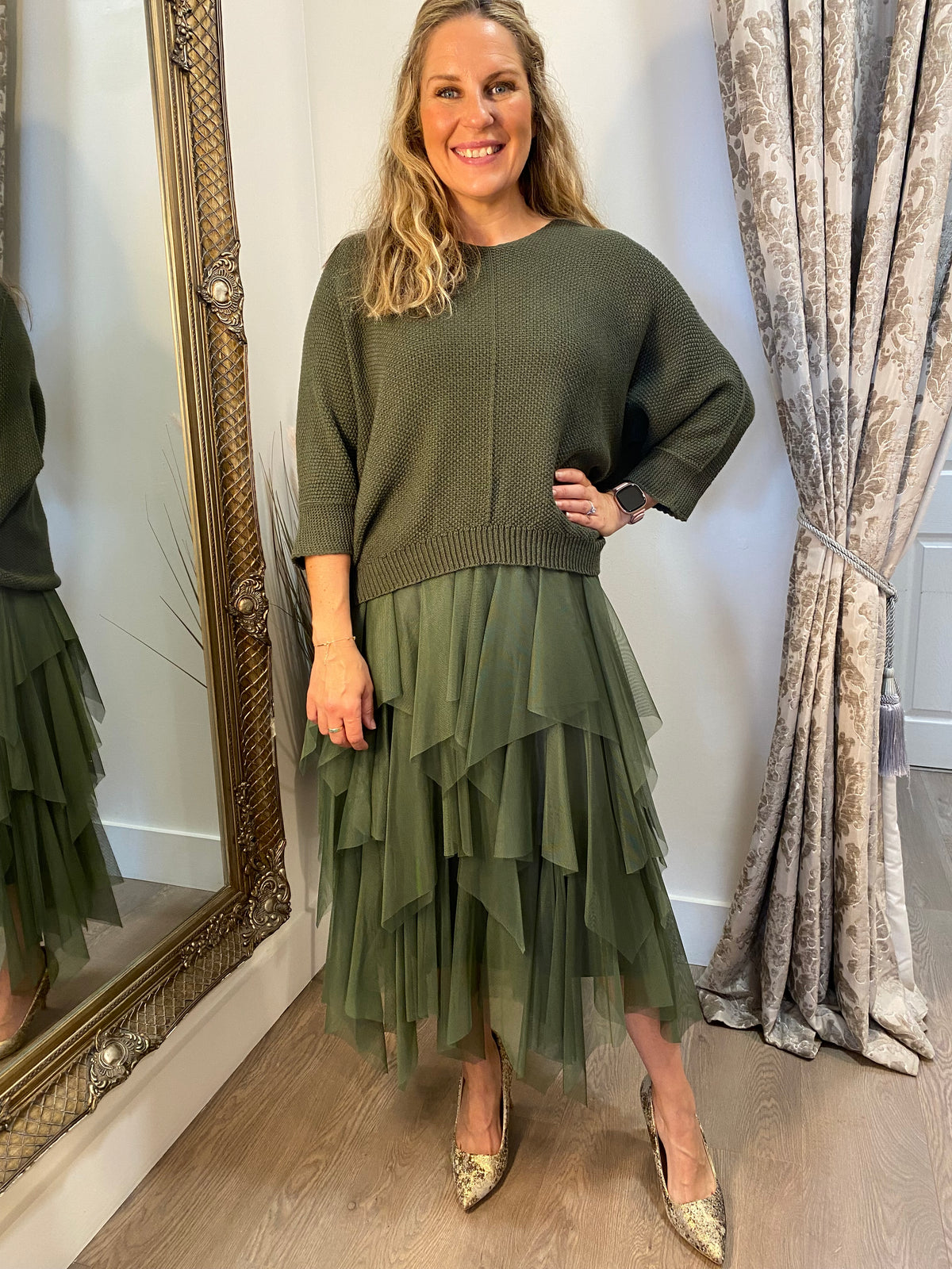 Handkerchief Dress Set - Khaki