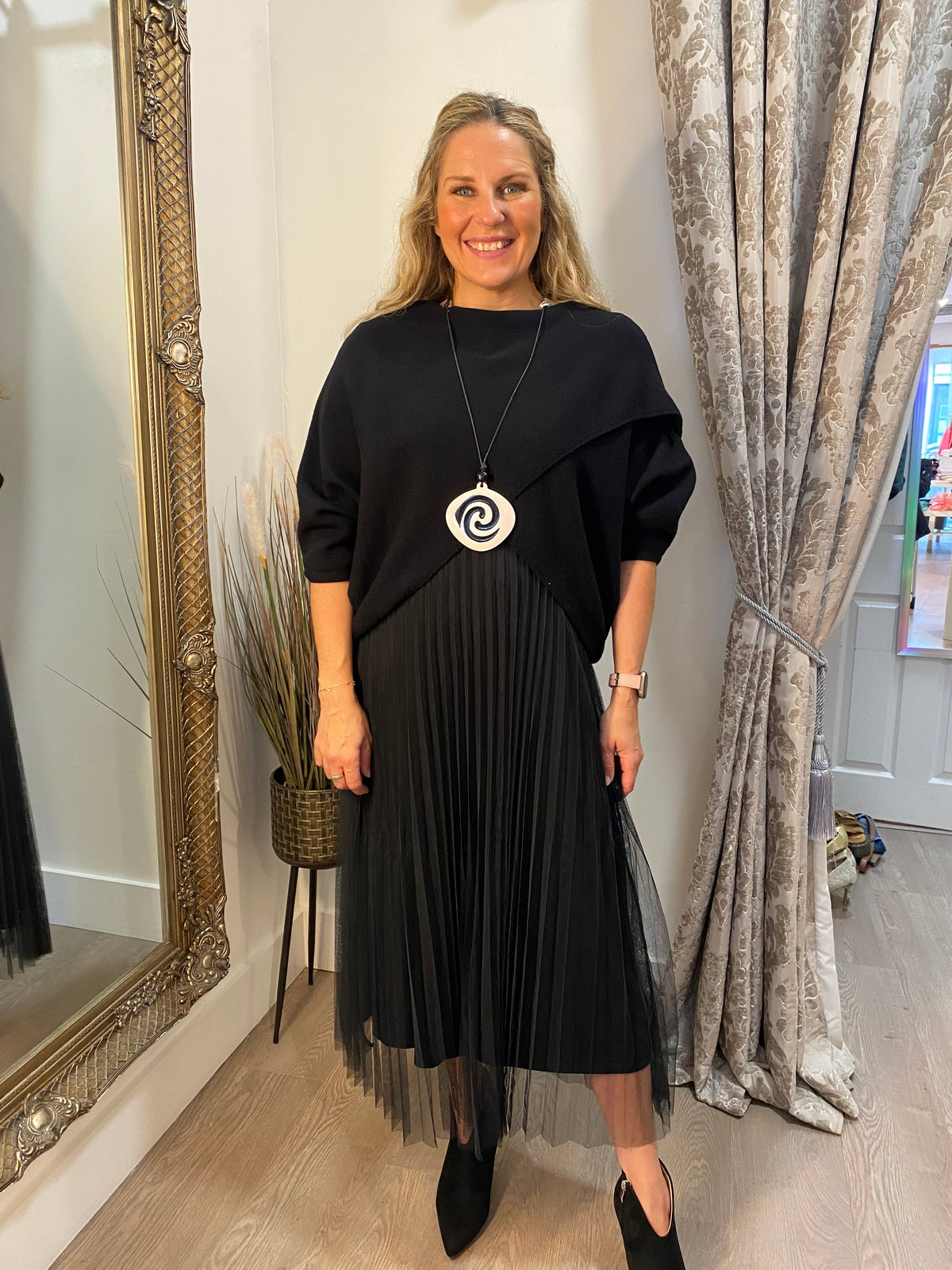 Chiffon Dress Set - Black